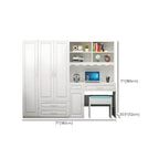 White Wardrobe Desk Armoire With Bookcase Storage System Dimensions