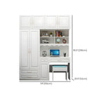 White Wardrobe Desk Armoire With Bookcase Storage System Dimensions