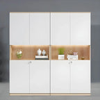 White Wood Display Filing Cabinet With Locking Storage Doors