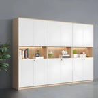 White Wood Display Filing Cabinet With Locking Storage Doors