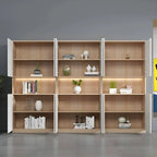 White Wood Display Filing Cabinet With Locking Storage Doors