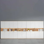 White Wood Display Filing Cabinet With Locking Storage Doors