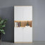 White Wood Display Filing Cabinet With Locking Storage Doors