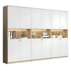 White Wood Display Filing Cabinet With Locking Storage Doors