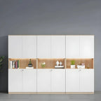 White Wood Display Filing Cabinet With Locking Storage Doors