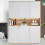 White Wood Display Filing Cabinet With Locking Storage Doors Main Product Image