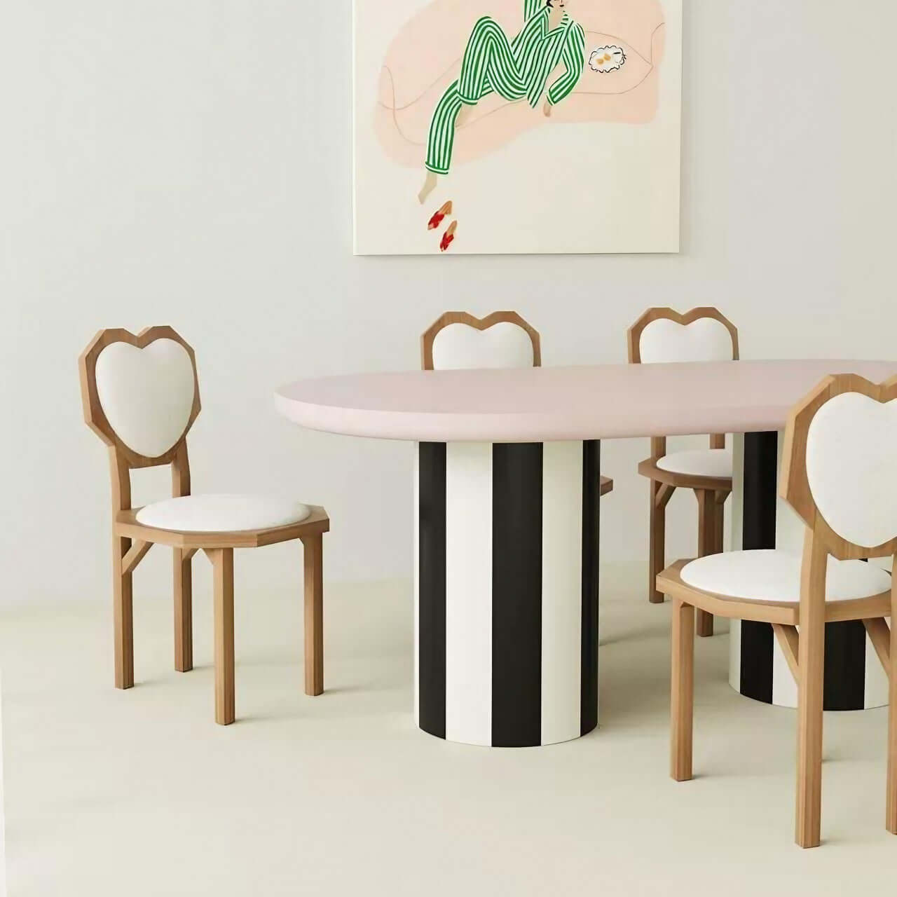 White Woolen Heart-Shaped Back High Aesthetic Single Dining Chair Secondary image