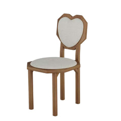 Luxurious White Dining Chair with Wool Fabric and Heart-Shaped Backrest