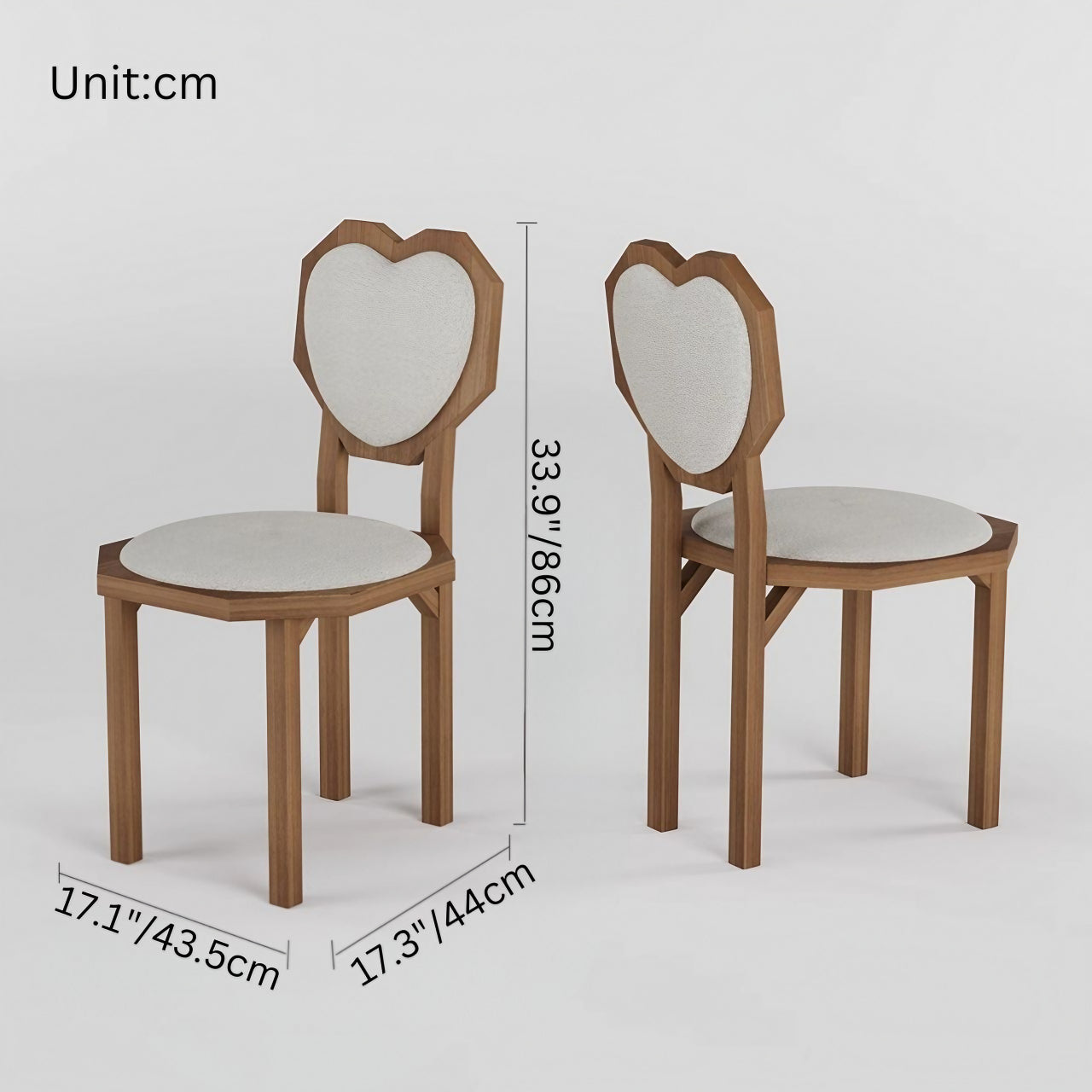 White Woolen Heart-Shaped Back High Aesthetic Single Dining Chair