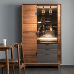 Wine Bar Cabinet With Glass Door And Drawers - Black Walnut Main Product Image