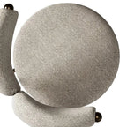 Wingback Ivory Vanity Stool with Hidden Casters and Sculptural Base