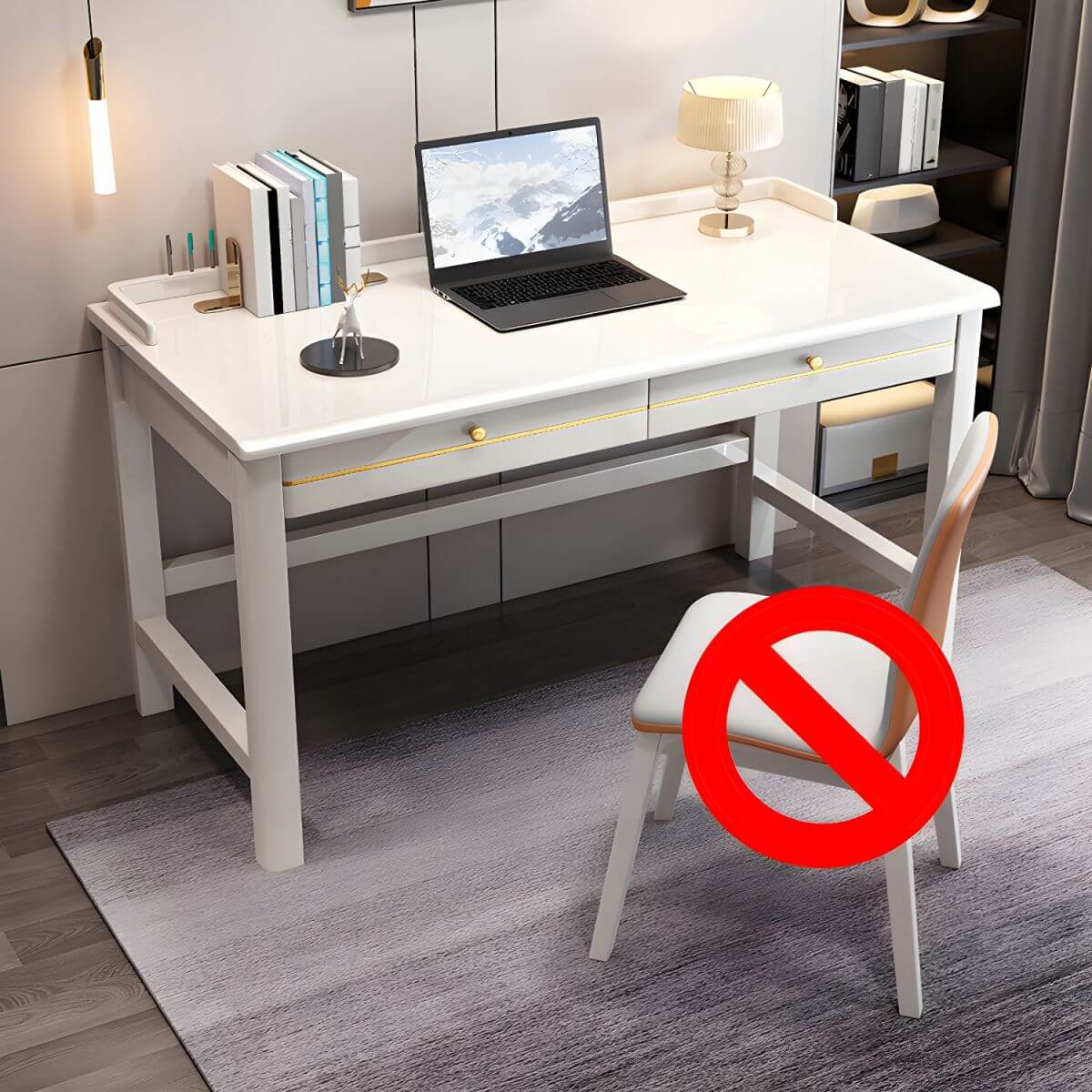 Wood Computer Desk with Storage and Chair Options in Natural Finish