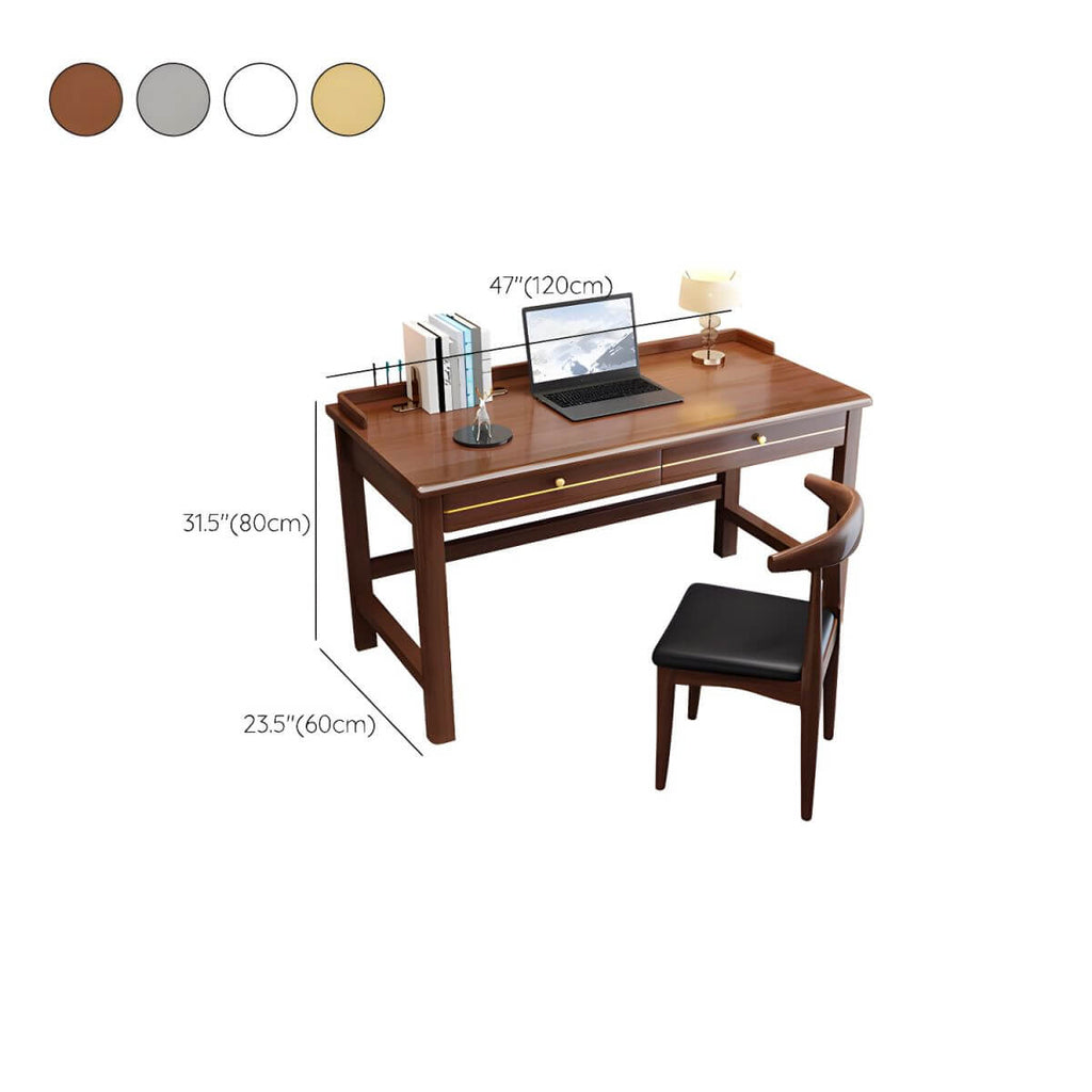 Wood Computer Desk with Storage and Chair Options in Natural Finish Dimensions
