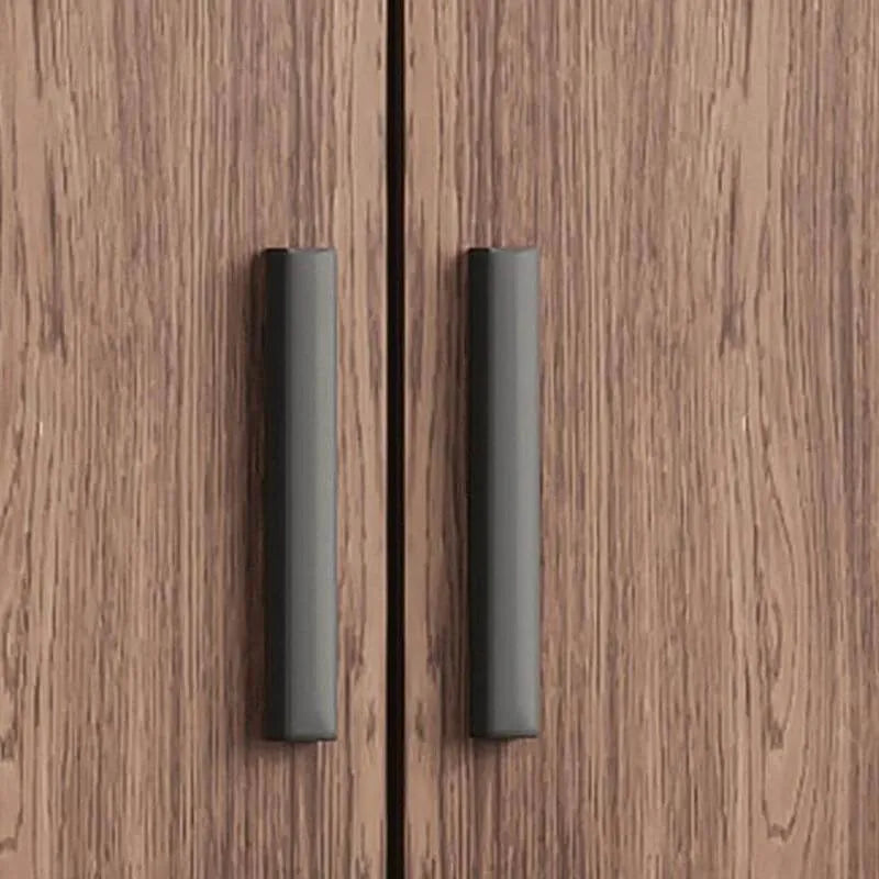 Wood-Grain Bedroom Wardrobe Armoire With Shelves, Drawers, and Rod