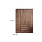 Wood-Grain Bedroom Wardrobe Armoire With Shelves, Drawers, and Rod Dimensions