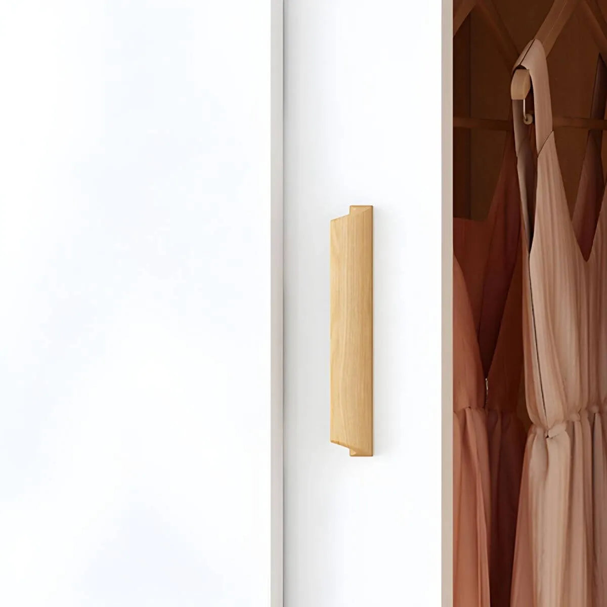 Wood Grain Sliding Door Wardrobe Armoire With Rod and Shelves
