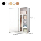 Wood Grain Sliding Door Wardrobe Armoire With Rod and Shelves Dimensions
