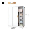 Wood Grain Sliding Door Wardrobe Armoire With Rod and Shelves Dimensions