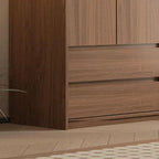 Wood-Look Wall Wardrobe with Open Shelves and Drawers
