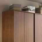 Wood-Look Wall Wardrobe with Open Shelves and Drawers