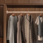 Wood-Look Wall Wardrobe with Open Shelves and Drawers