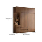 Wood-Look Wall Wardrobe with Open Shelves and Drawers Dimensions