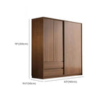 Wood-Look Wall Wardrobe with Open Shelves and Drawers Dimensions