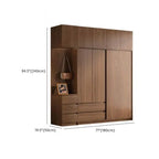 Wood-Look Wall Wardrobe with Open Shelves and Drawers Dimensions