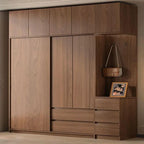 Wood-Look Wall Wardrobe with Open Shelves and Drawers Main Product Image
