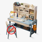 Wood Writing Desk with Storage and Adjustable Chair