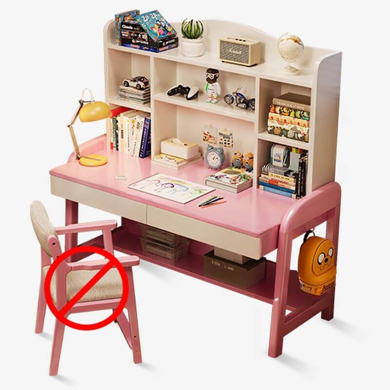 Wood Writing Desk with Storage and Adjustable Chair