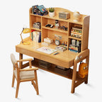 Wood Writing Desk with Storage and Adjustable Chair