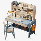 Wood Writing Desk with Storage and Adjustable Chair