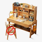 Wood Writing Desk with Storage and Adjustable Chair
