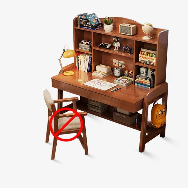 Wood Writing Desk with Storage and Adjustable Chair