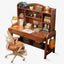 Wood Writing Desk with Storage and Adjustable Chair