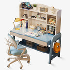 Wood Writing Desk with Storage and Adjustable Chair