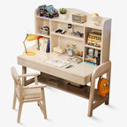 Wood Writing Desk with Storage and Adjustable Chair