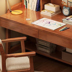 Wood Writing Desk with Storage and Adjustable Chair