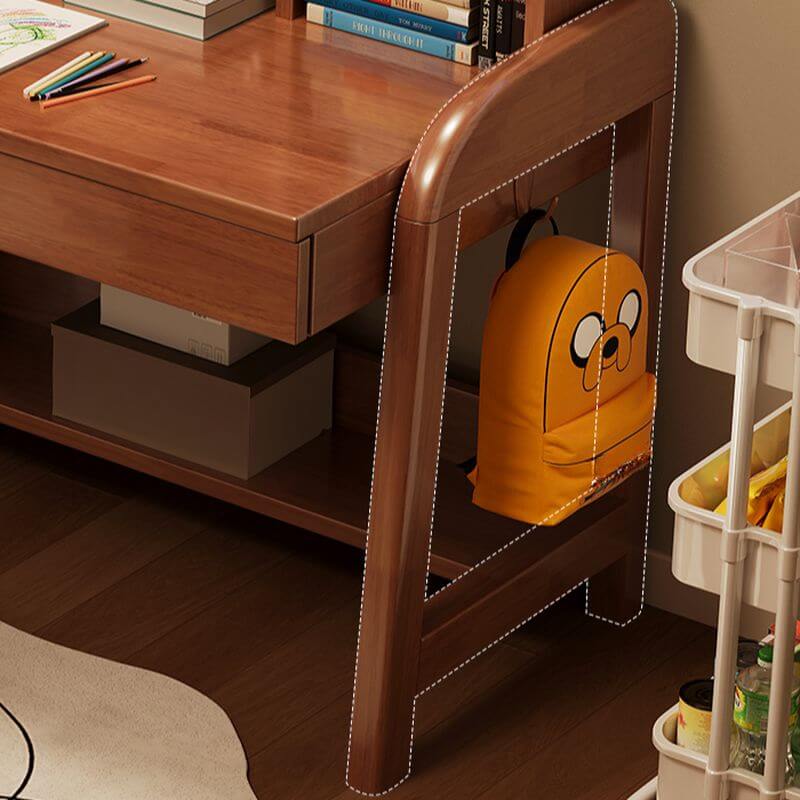 Wood Writing Desk with Storage and Adjustable Chair