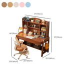 Wood Writing Desk with Storage and Adjustable Chair Dimensions