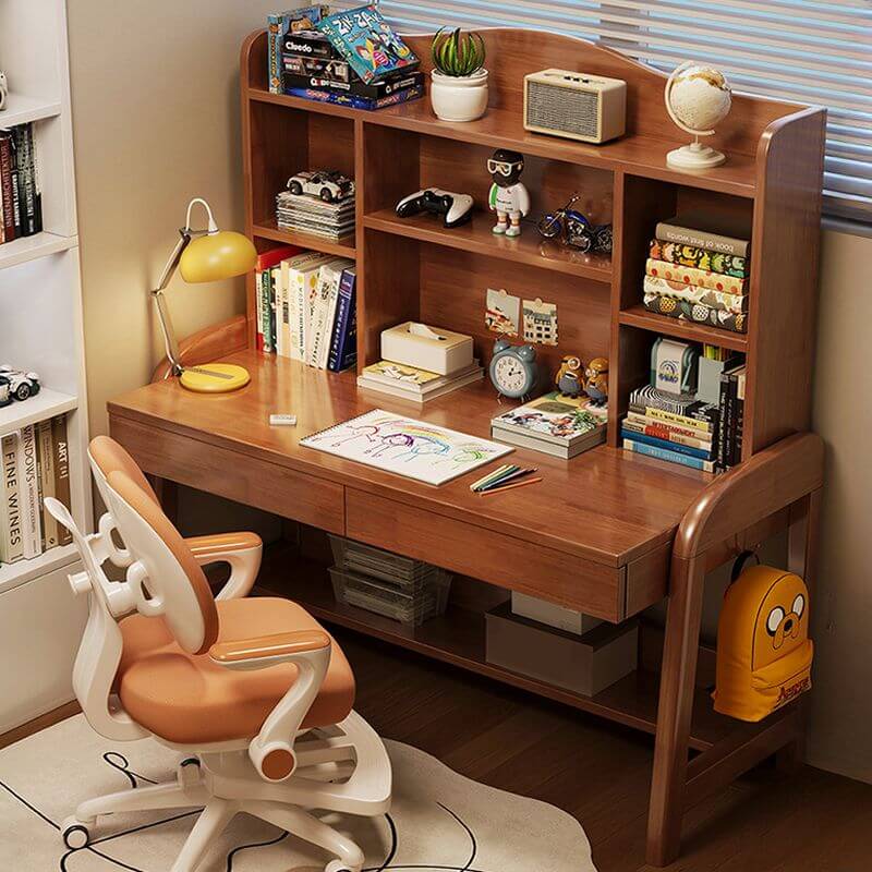 Wood Writing Desk with Storage and Adjustable Chair Main Product Image Main image