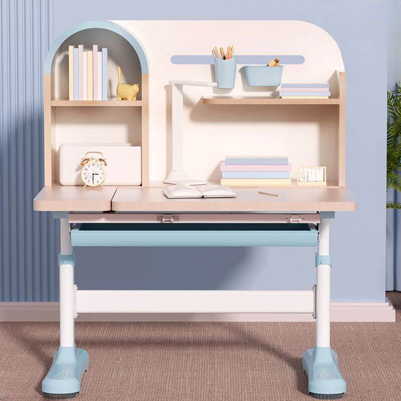 Wood Writing Desk with Storage and Hutch for Kids