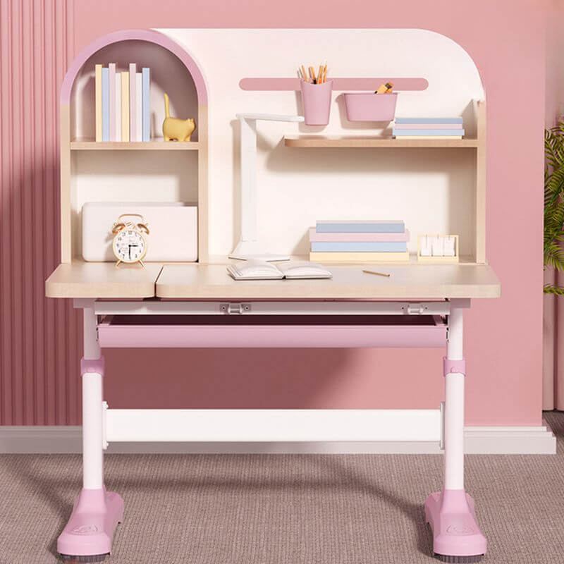 Wood Writing Desk with Storage and Hutch for Kids
