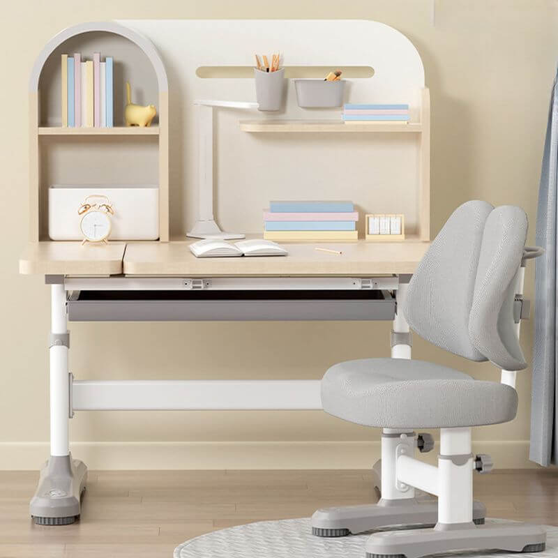 Wood Writing Desk with Storage and Hutch for Kids