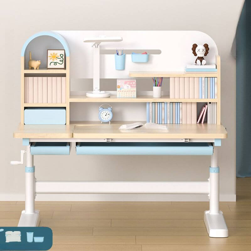 Wood Writing Desk with Storage and Hutch for Kids