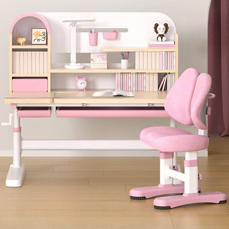 Wood Writing Desk with Storage and Hutch for Kids