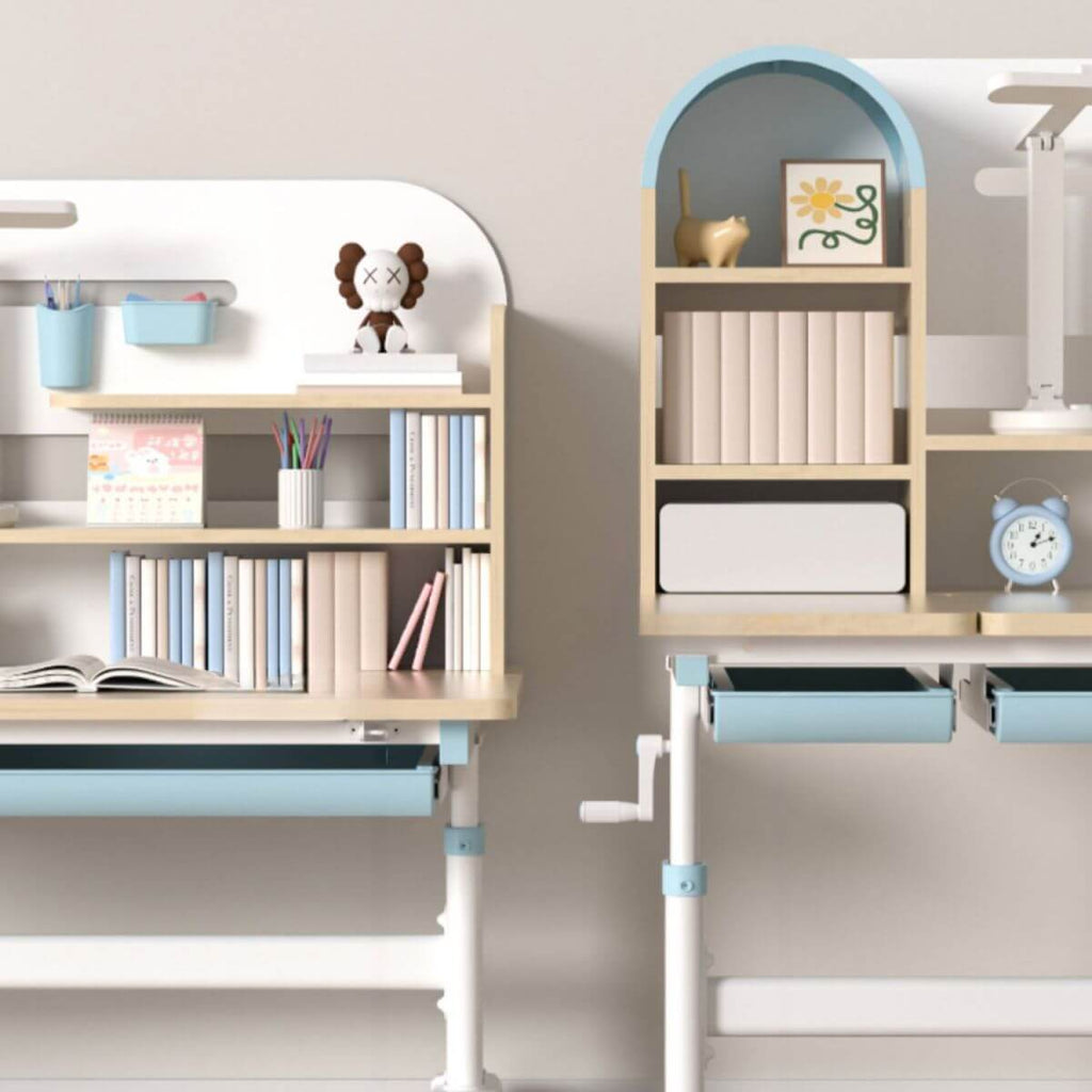 Wood Writing Desk with Storage and Hutch for Kids