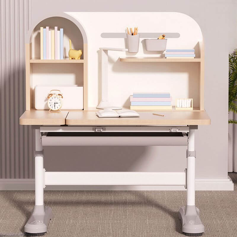 Wood Writing Desk with Storage and Hutch for Kids