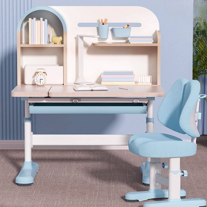 Wood Writing Desk with Storage and Hutch for Kids